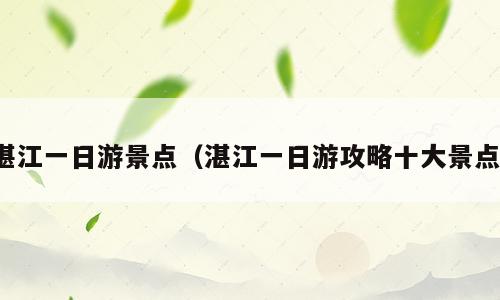 湛江一日游景点（湛江一日游攻略十大景点）