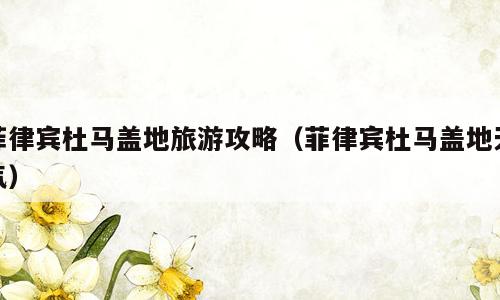 菲律宾杜马盖地旅游攻略（菲律宾杜马盖地天气）