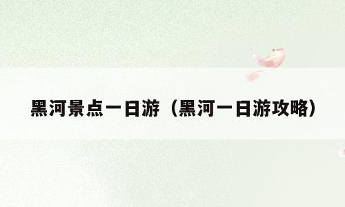 黑河景点一日游（黑河一日游攻略）