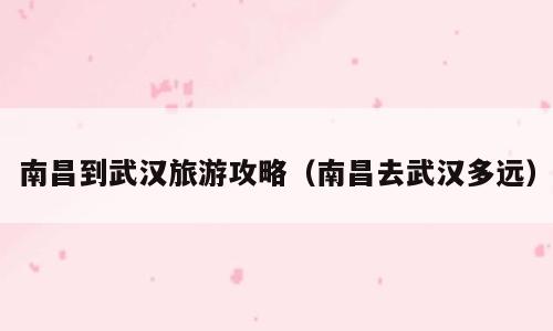 南昌到武汉旅游攻略（南昌去武汉多远）