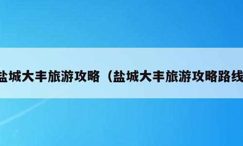 盐城大丰旅游攻略（盐城大丰旅游攻略路线）