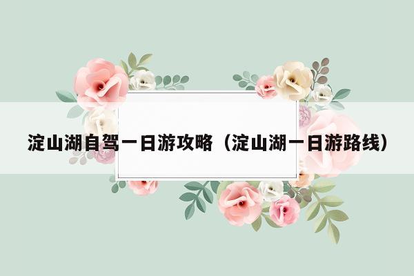 淀山湖自驾一日游攻略（淀山湖一日游路线）