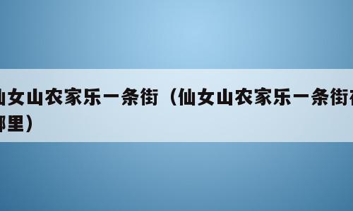 仙女山农家乐一条街（仙女山农家乐一条街在哪里）
