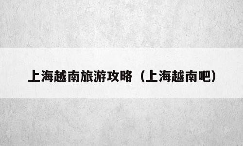 上海越南旅游攻略（上海越南吧）