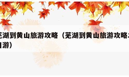 芜湖到黄山旅游攻略（芜湖到黄山旅游攻略二日游）