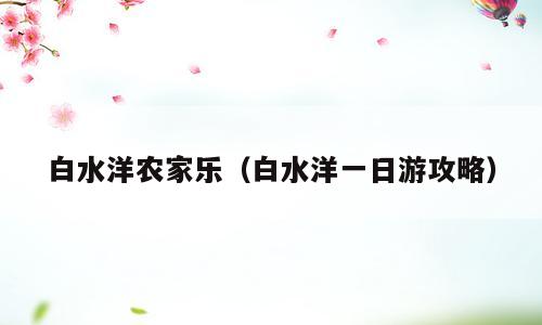 白水洋农家乐（白水洋一日游攻略）