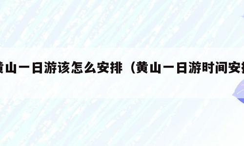 黄山一日游该怎么安排（黄山一日游时间安排）