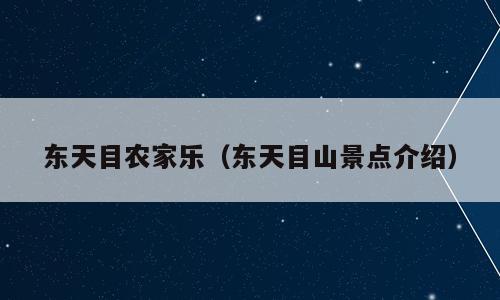 东天目农家乐（东天目山景点介绍）
