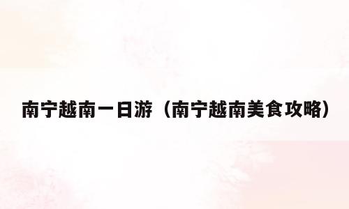 南宁越南一日游（南宁越南美食攻略）
