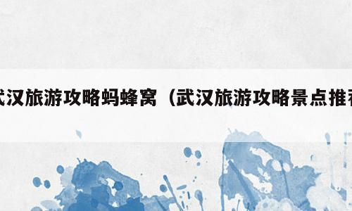 武汉旅游攻略蚂蜂窝（武汉旅游攻略景点推荐）
