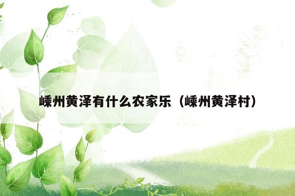 嵊州黄泽有什么农家乐（嵊州黄泽村）