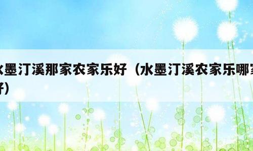 水墨汀溪那家农家乐好（水墨汀溪农家乐哪家好）