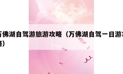 万佛湖自驾游旅游攻略（万佛湖自驾一日游攻略）