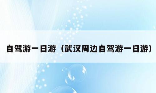自驾游一日游（武汉周边自驾游一日游）