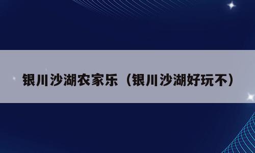 银川沙湖农家乐（银川沙湖好玩不）